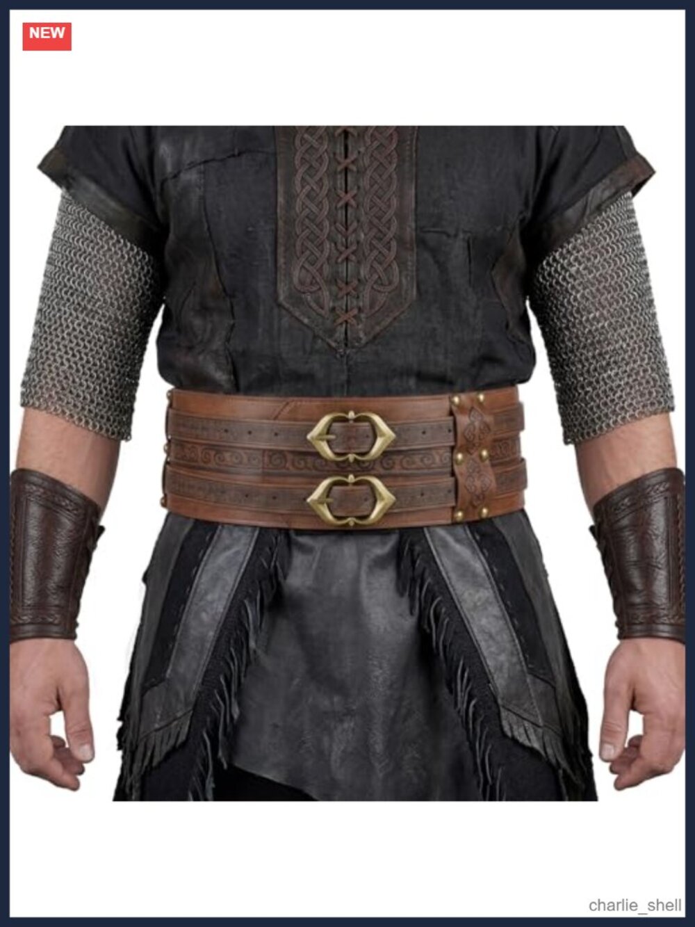Medieval Viking Embossed Belt PU Leather Renaissance Knight Pirate Costume